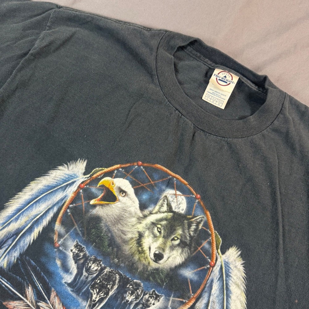 Delta Pro Weight Wolf Eagle Dreamcatcher Graphic Long Sleeve T-Shirt Black L